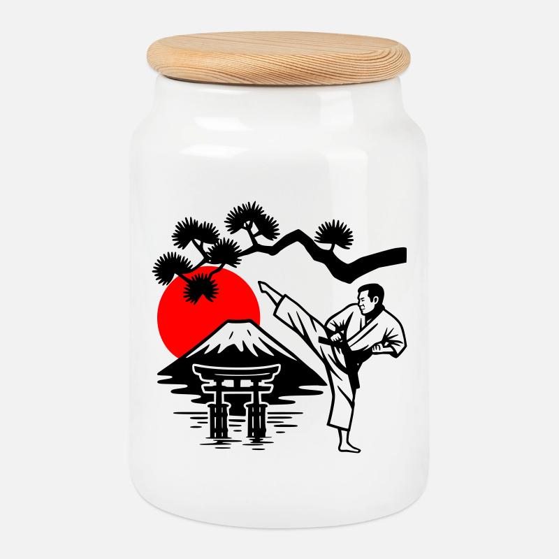 Karate Natur - Keksdose mit Holzdeckel - Weiß