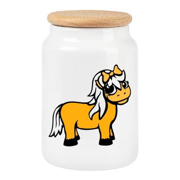 Horse Girl Female Cute Pretty Bow Woman - Cookie Jar with Wooden Lid - white - Front