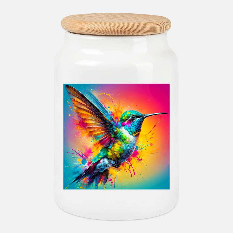 Kolibri - Keksdose mit Holzdeckel - Weiß