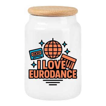Eurodance Love Neon Design - Cookie Jar with Wooden Lid - white - Front