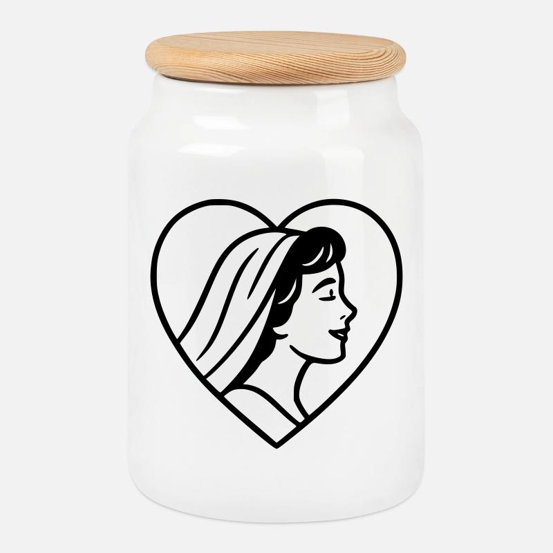 The Bride - Cookie Jar with Wooden Lid - white