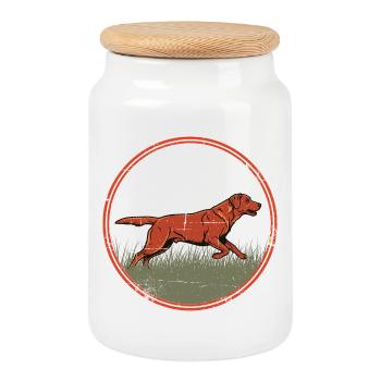 Running hunting dog nature motif - foxred Labrador - Cookie Jar with Wooden Lid - white - Front