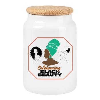 Vibrant Afro Women Célébration Design - Boîte à biscuits avec couvercle en bois - blanc - Devant