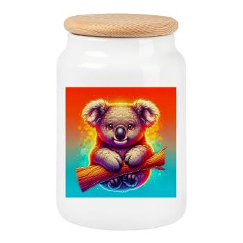 Koala - Boîte à biscuits avec couvercle en bois - blanc - Devant
