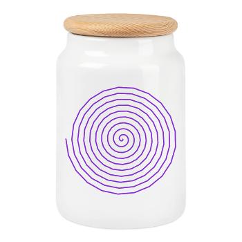 Colorful spiral pattern - Cookie Jar with Wooden Lid - white - Front