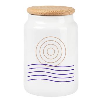 Geometrische Linien und Kreise Design - Keksdose mit Holzdeckel - Weiß - Vorne