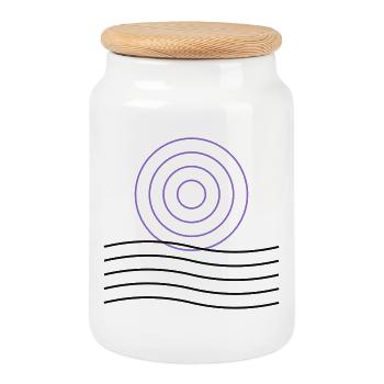 Abstract geometric circle design - Cookie Jar with Wooden Lid - white - Front