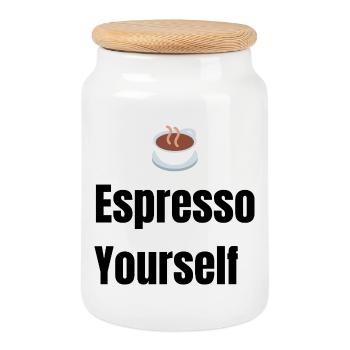☕ Coffee Lover T-Shirt – Funny Morning Coffee Cup - Cookie Jar with Wooden Lid - white - Front