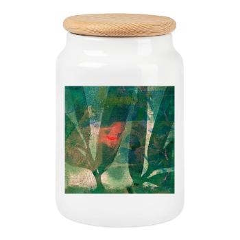 Art abstrait des plantes tropicales - Boîte à biscuits avec couvercle en bois - blanc - Devant