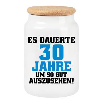 30 Jahre Spruch Lustig Männer Geburtstag - Keksdose mit Holzdeckel - Weiß - Vorne
