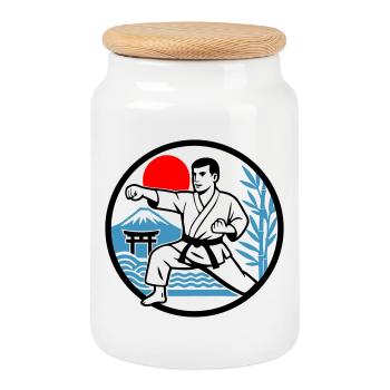 Karate Nature - Cookie Jar with Wooden Lid - white - Front