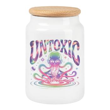 Untoxic Cosmic Alien - Cookie Jar with Wooden Lid - white - Front