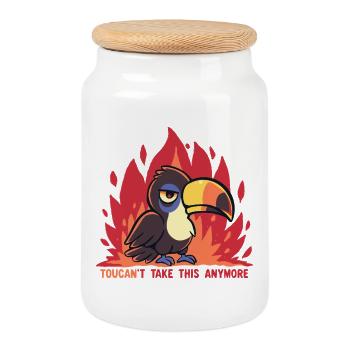 Toucan ne supporte plus ça. - Boîte à biscuits avec couvercle en bois - blanc - Devant