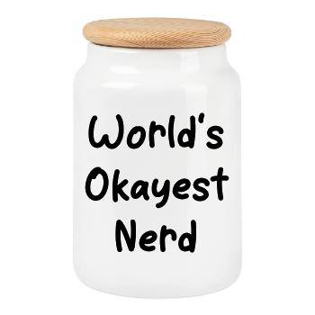 worlds_okayest_Nerd - Boîte à biscuits avec couvercle en bois - blanc - Devant