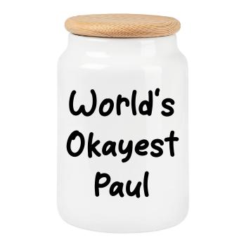 World's okayest Paul - Keksdose mit Holzdeckel - Weiß - Vorne