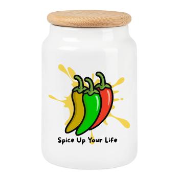 Hot Trio – Spice Up Your Style - Cookie Jar with Wooden Lid - white - Front
