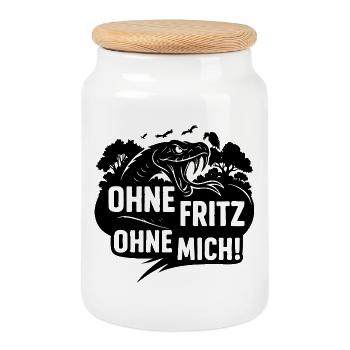 Ohne Fritz Ohne mich - Keksdose mit Holzdeckel - Weiß - Vorne