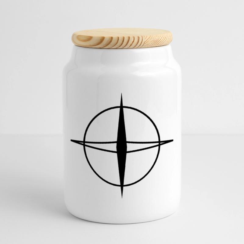 Minimalist Black White Geometric Pattern Design Cookie Jar with Wooden Lid