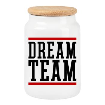 Dream Team - Keksdose mit Holzdeckel - Weiß - Vorne
