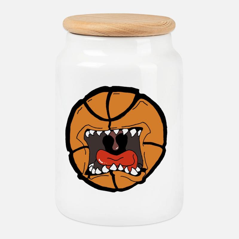 Explosives Basketball-Design - Keksdose mit Holzdeckel - Weiß
