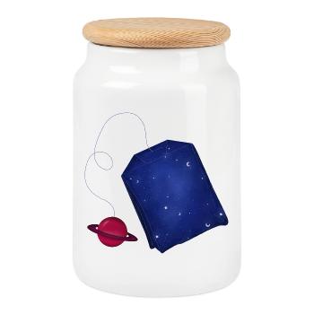 Thé de l’espace - Boîte à biscuits avec couvercle en bois - blanc - Devant