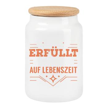 Rente Mission erfüllt Geschenk Pension Abschied - Keksdose mit Holzdeckel - Weiß - Vorne