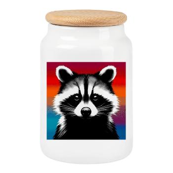 Raton laveur - Boîte à biscuits avec couvercle en bois - blanc - Devant