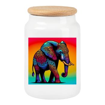 Elefant - Keksdose mit Holzdeckel - Weiß - Vorne