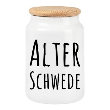 Alter Schwede Fun Design - Keksdose mit Holzdeckel - Weiß - Vorne