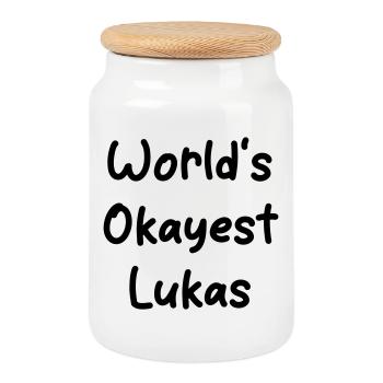 worlds okayest Lukas - Boîte à biscuits avec couvercle en bois - blanc - Devant