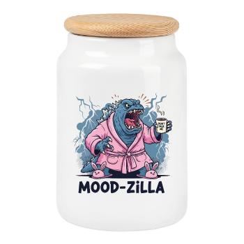 Morning Rage - Cookie Jar with Wooden Lid - white - Front