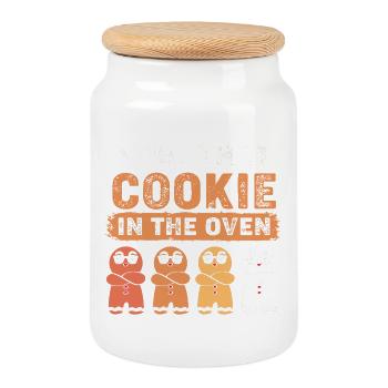 Schwangerschaft Geburt Lebkuchen Weihnachten - Keksdose mit Holzdeckel - Weiß - Vorne