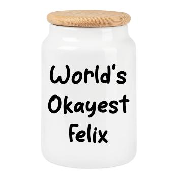s_okayest_Felix du monde - Boîte à biscuits avec couvercle en bois - blanc - Devant