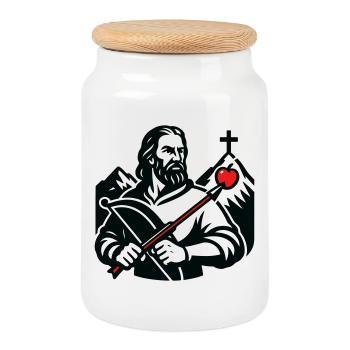 Figure légendaire de la Suisse - Boîte à biscuits avec couvercle en bois - blanc - Devant