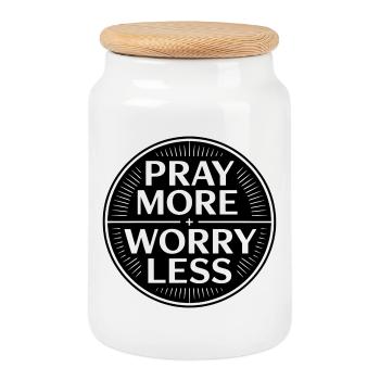 Christlich Pray More Worry Less Glaube - Keksdose mit Holzdeckel - Weiß - Vorne