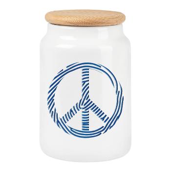 Signe de paix - Boîte à biscuits avec couvercle en bois - blanc - Devant