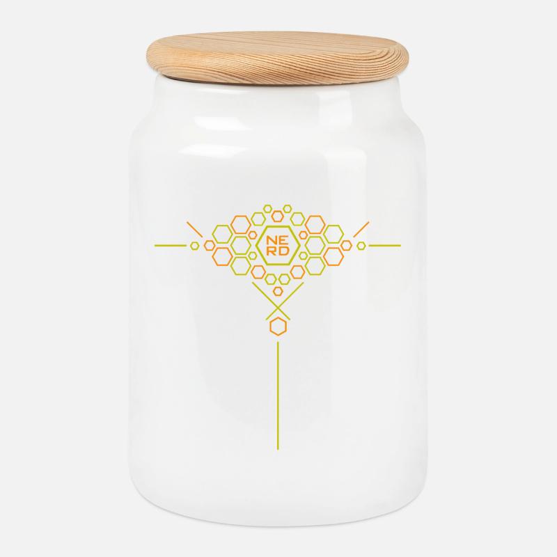 Nerd Hex Pattern Gradient - Cookie Jar with Wooden Lid - white