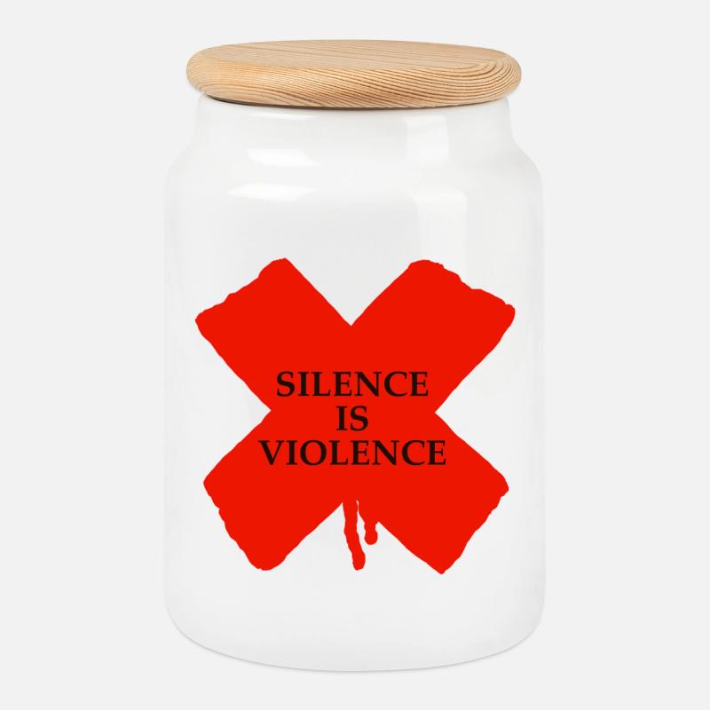 Silence is Violence - Cookie Jar with Wooden Lid - white
