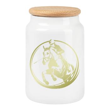 Riding Horse Silhouette - Cookie Jar with Wooden Lid - white - Front