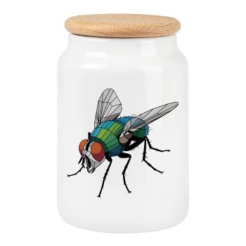 Fly - Cooles Low-Poly-Logo - Keksdose mit Holzdeckel - Weiß - Vorne