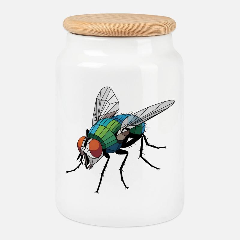 Fly - Cooles Low-Poly-Logo - Keksdose mit Holzdeckel - Weiß
