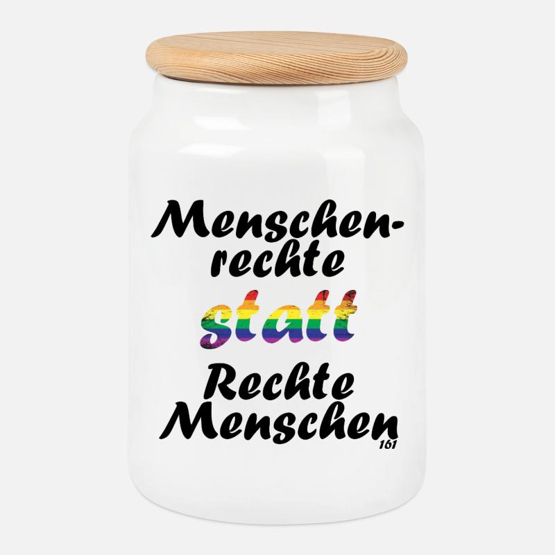 menschenrechte - Keksdose mit Holzdeckel - Weiß