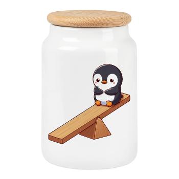 Süßer Pinguin Cartoon Freunde Freundschaft - Keksdose mit Holzdeckel - Weiß - Vorne