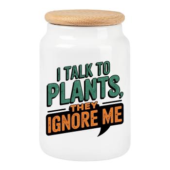 Je parle aux plantes, elles m’ignorent - Boîte à biscuits avec couvercle en bois - blanc - Devant