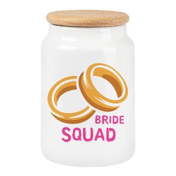 Bride squad anneaux enterrement de vie de jeune fille - Boîte à biscuits avec couvercle en bois - blanc - Devant