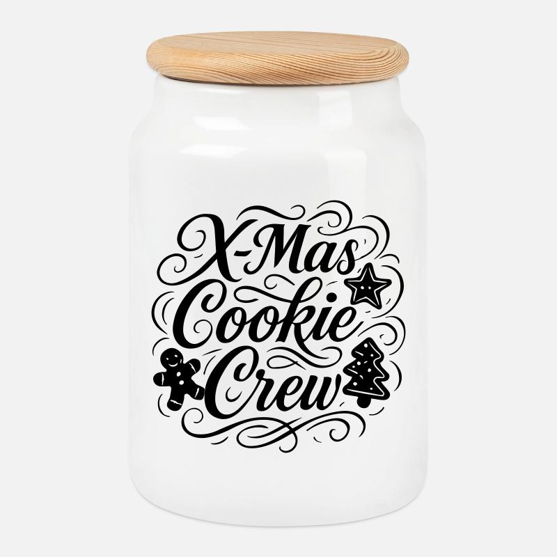 Kekse Backen Weihnachten Crew - Keksdose mit Holzdeckel - Weiß