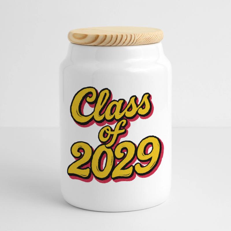 Classe de 2029 Script rétro Boîte à biscuits avec couvercle en bois