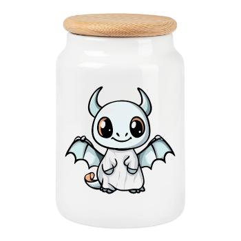 Drache Halloween Geist - Keksdose mit Holzdeckel - Weiß - Vorne