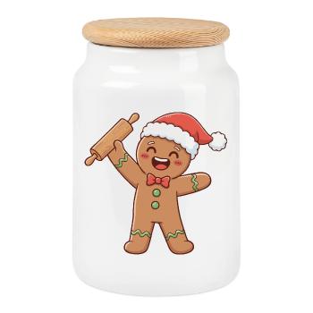 Weihnachtsbäckerei Kunst Bäcker - Keksdose mit Holzdeckel - Weiß - Vorne