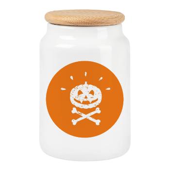 Jolly Roger Halloween Vampire Citrouille Blanc Orange - Boîte à biscuits avec couvercle en bois - blanc - Devant